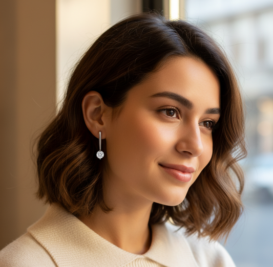 Boucles d'oreilles pendantes moissanite modele
