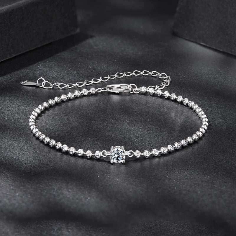 Bracelet Moissanite Perles d'Argent
