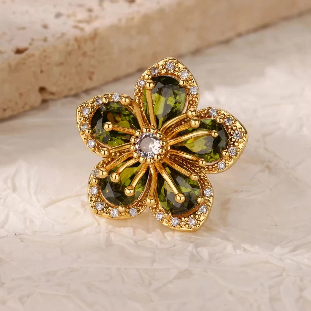 Bague Fleur Verte