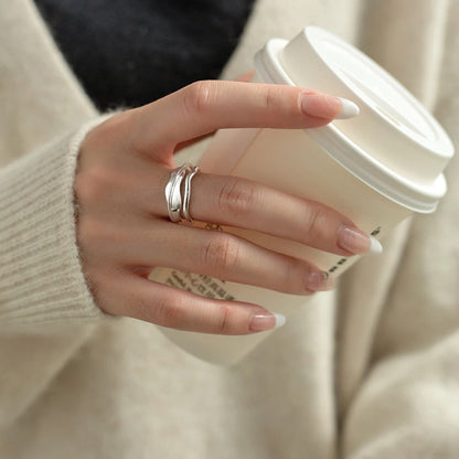 Bague Argent Vagues d'Égée Main