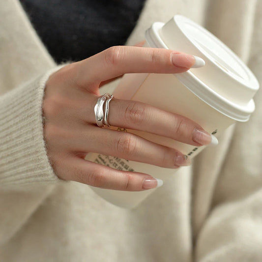 Bague Argent Vagues d'Égée Main