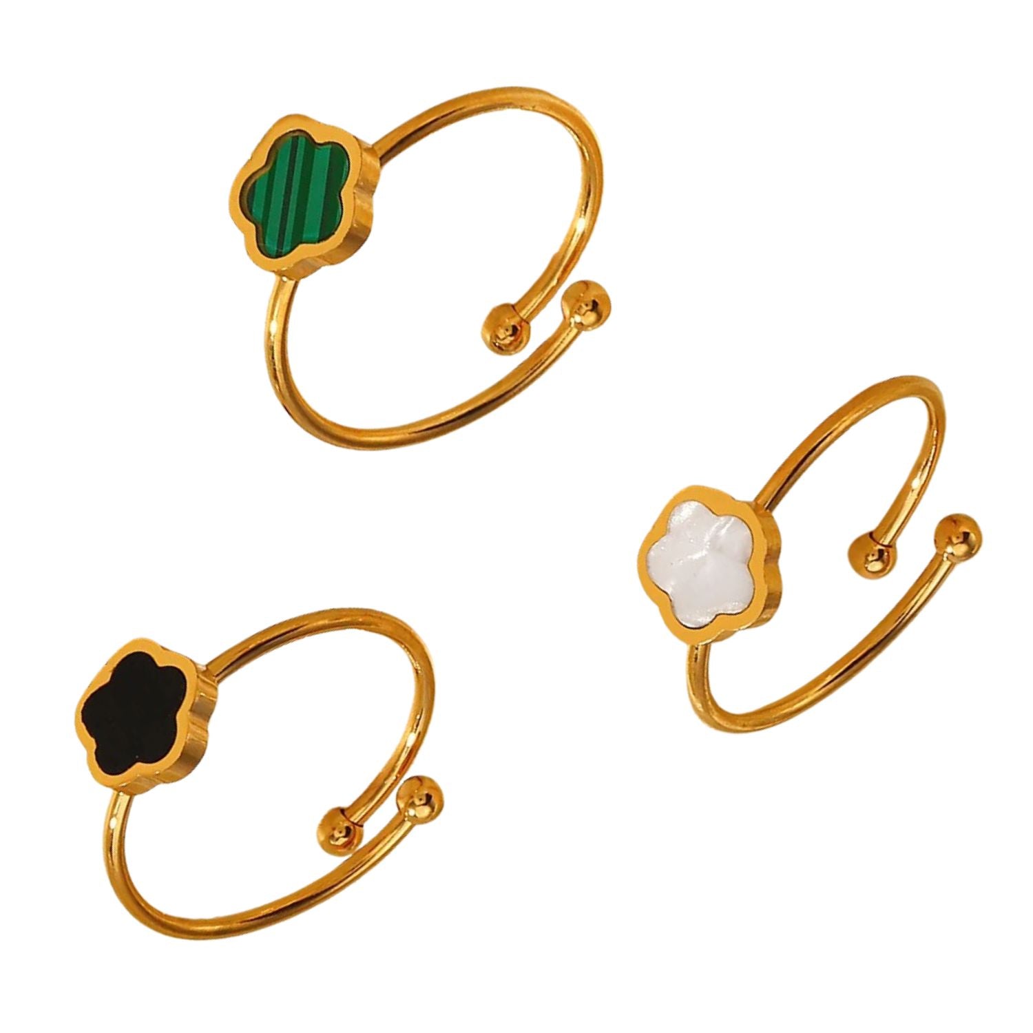 Bague Fleurs Acier Inoxydable