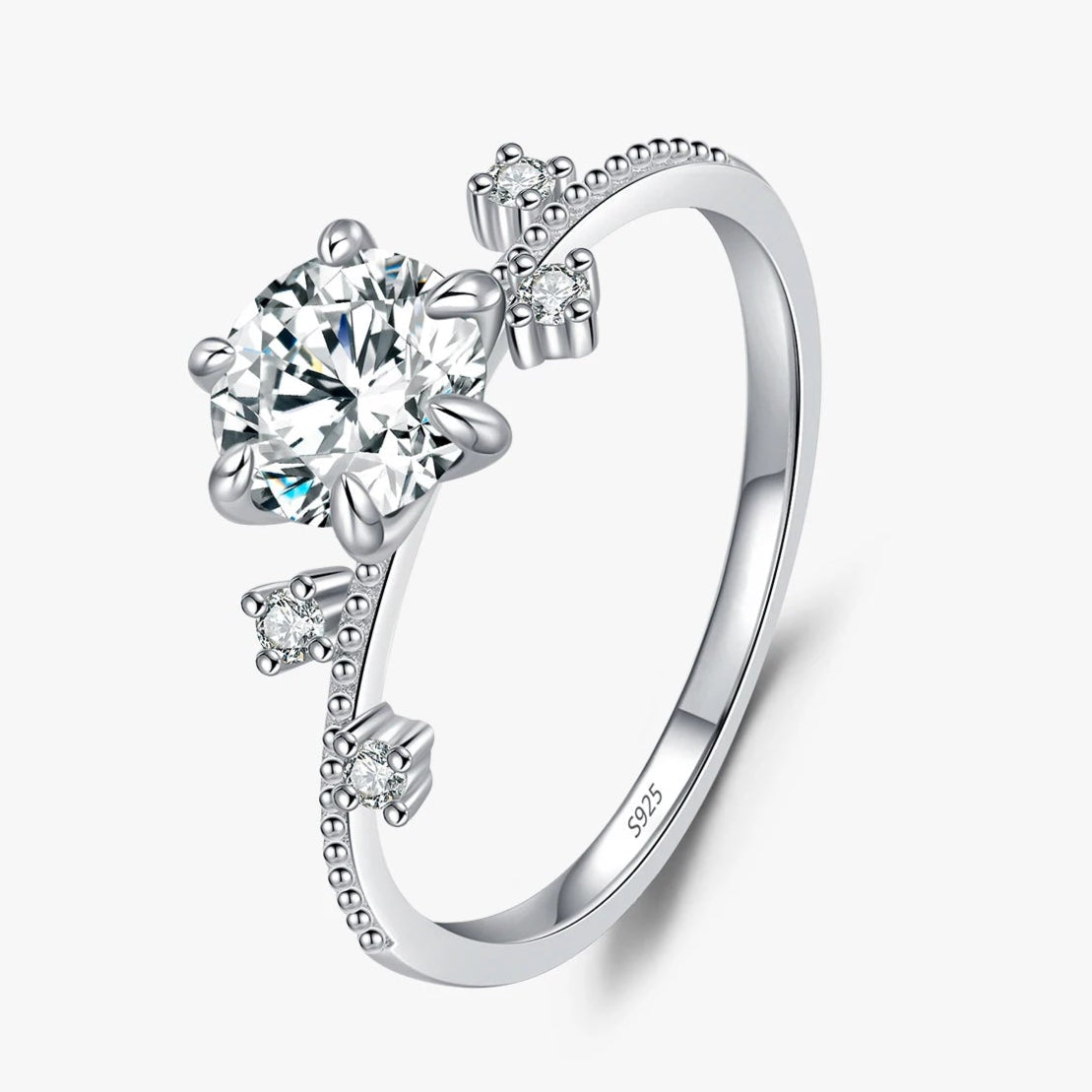 Bague Moissanite Fleurs