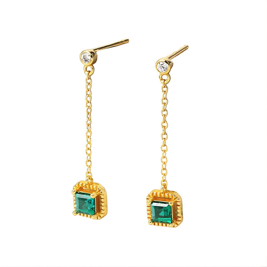 Boucles d'Oreilles Art Déco Emeraude