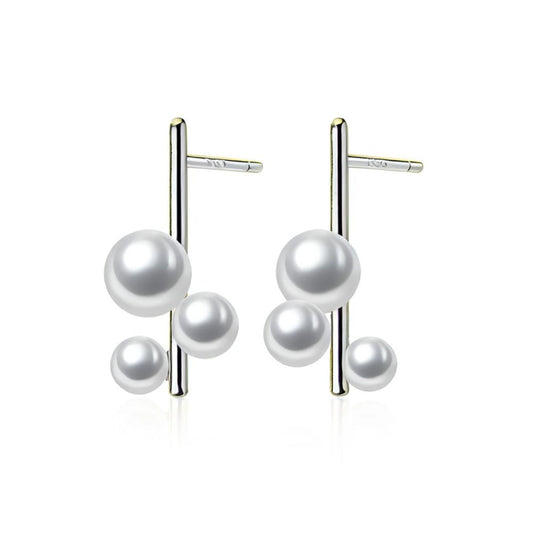 Boucles d'oreilles Argent Trio de Perles