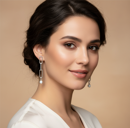 Boucles d'oreilles Pendantes Chaîne d'argent modèle