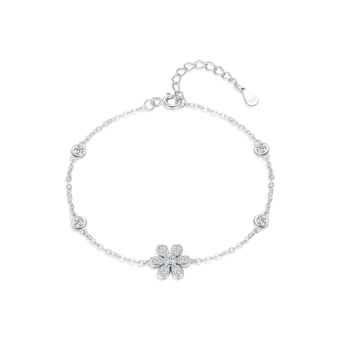 Bracelet Argent Fleur Scintillante