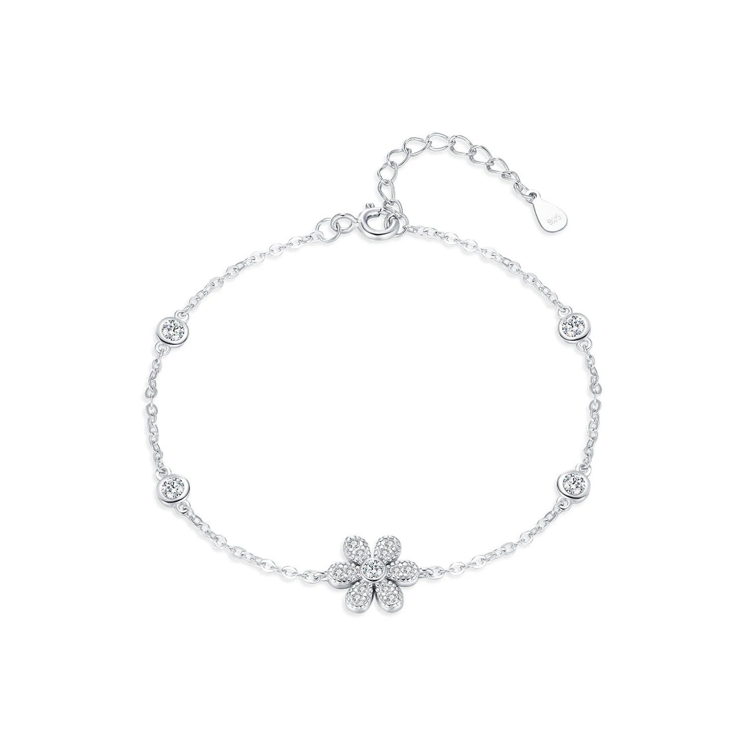 Bracelet Argent Fleur Scintillante