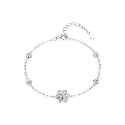 Bracelet Argent Fleur Scintillante