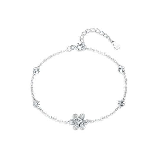 Bracelet Argent Fleur Scintillante