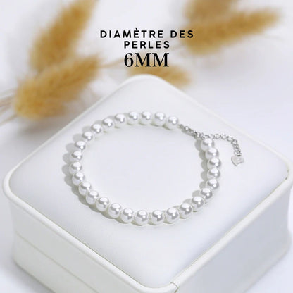 Bracelet Argent Perles 6 mm