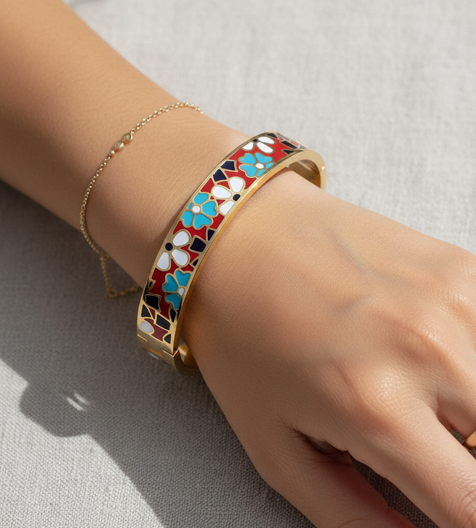 Bracelet Email Fleurs Modele