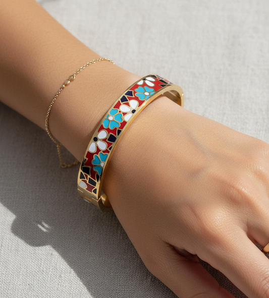 Bracelet Email Fleurs Modele