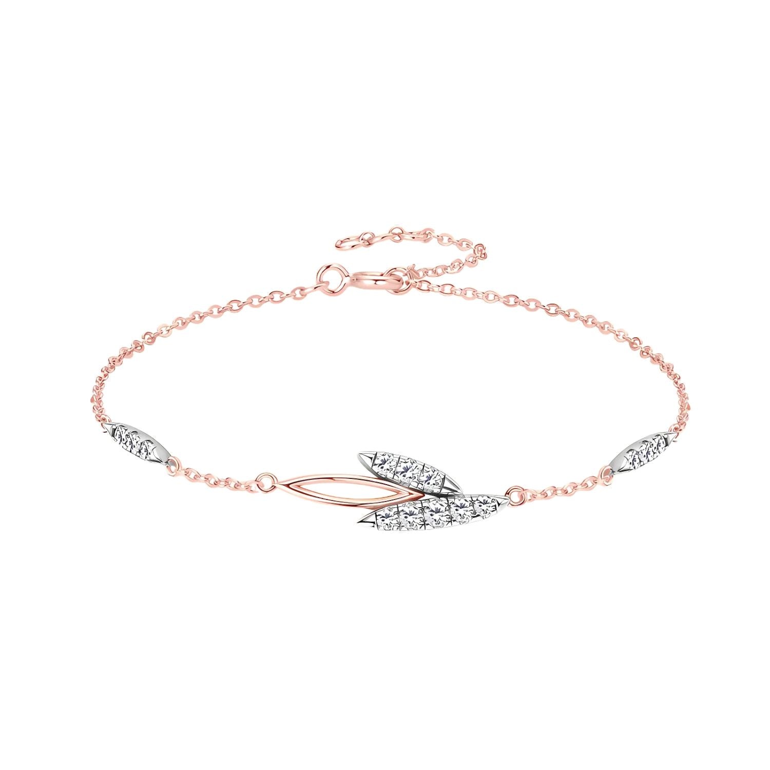 Bracelet Moissanite Feuilles d'éclat