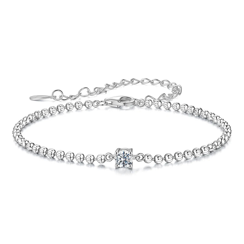 Bracelet Moissanite Perles d'Argent
