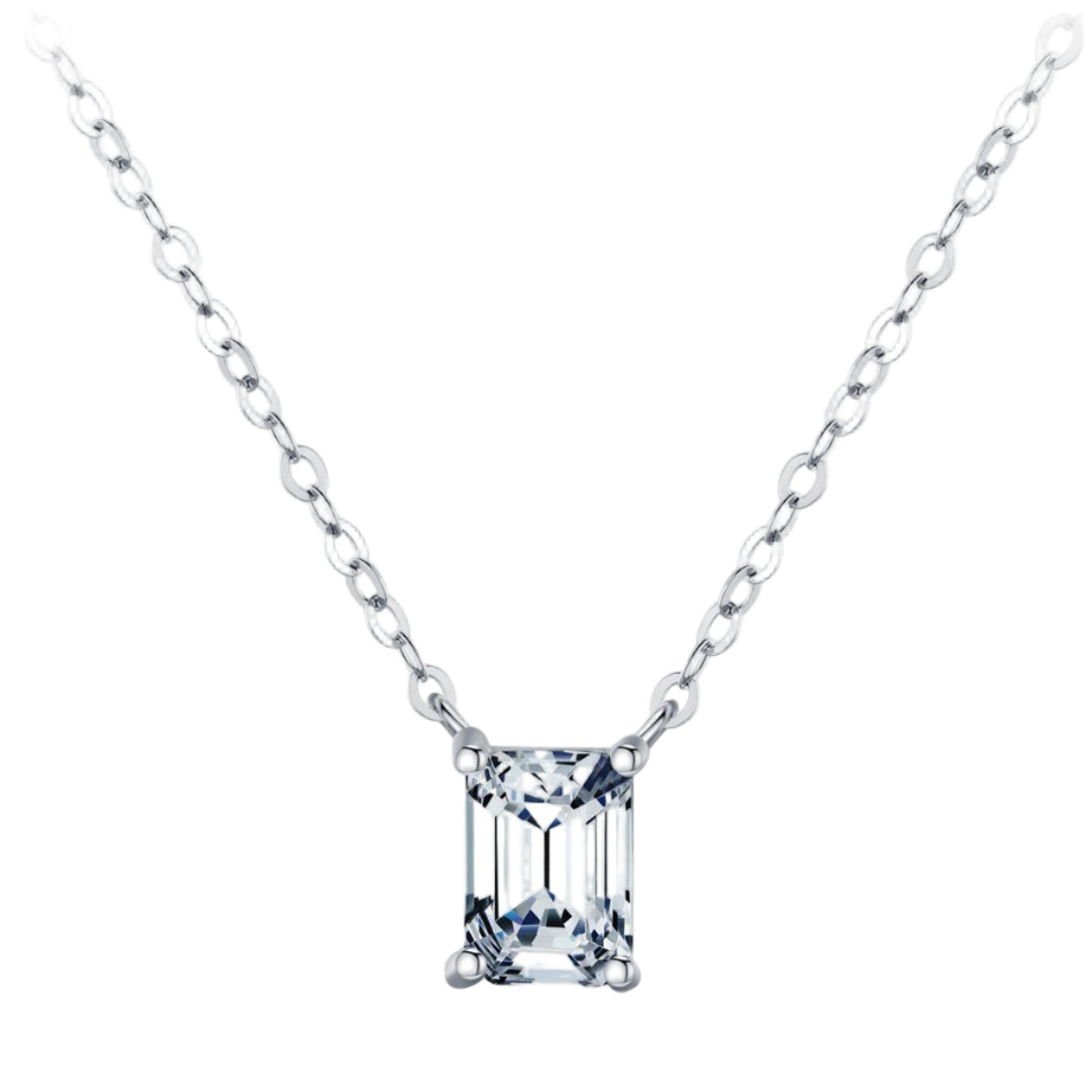 Collier Moissanite Taille Emeraude