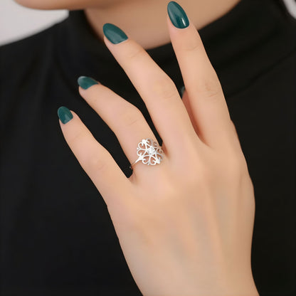 Bague Fleur Acier inoxydable