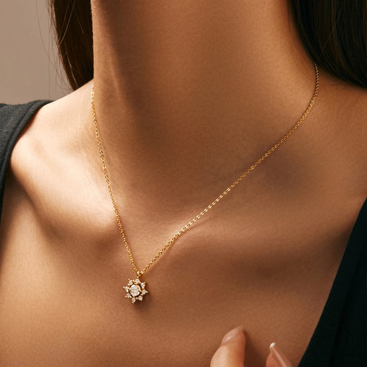 Collier Moissanite Flocon d'Or