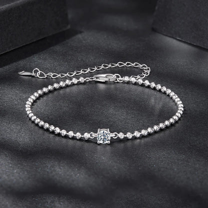 Bracelet Moissanite Perles d'Argent