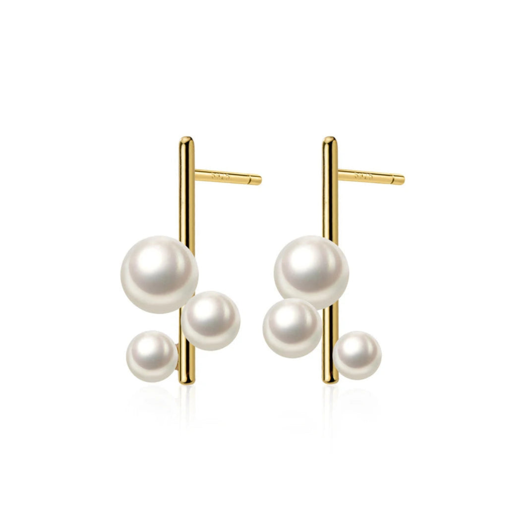 Boucles d'oreilles Argent Trio de Perles