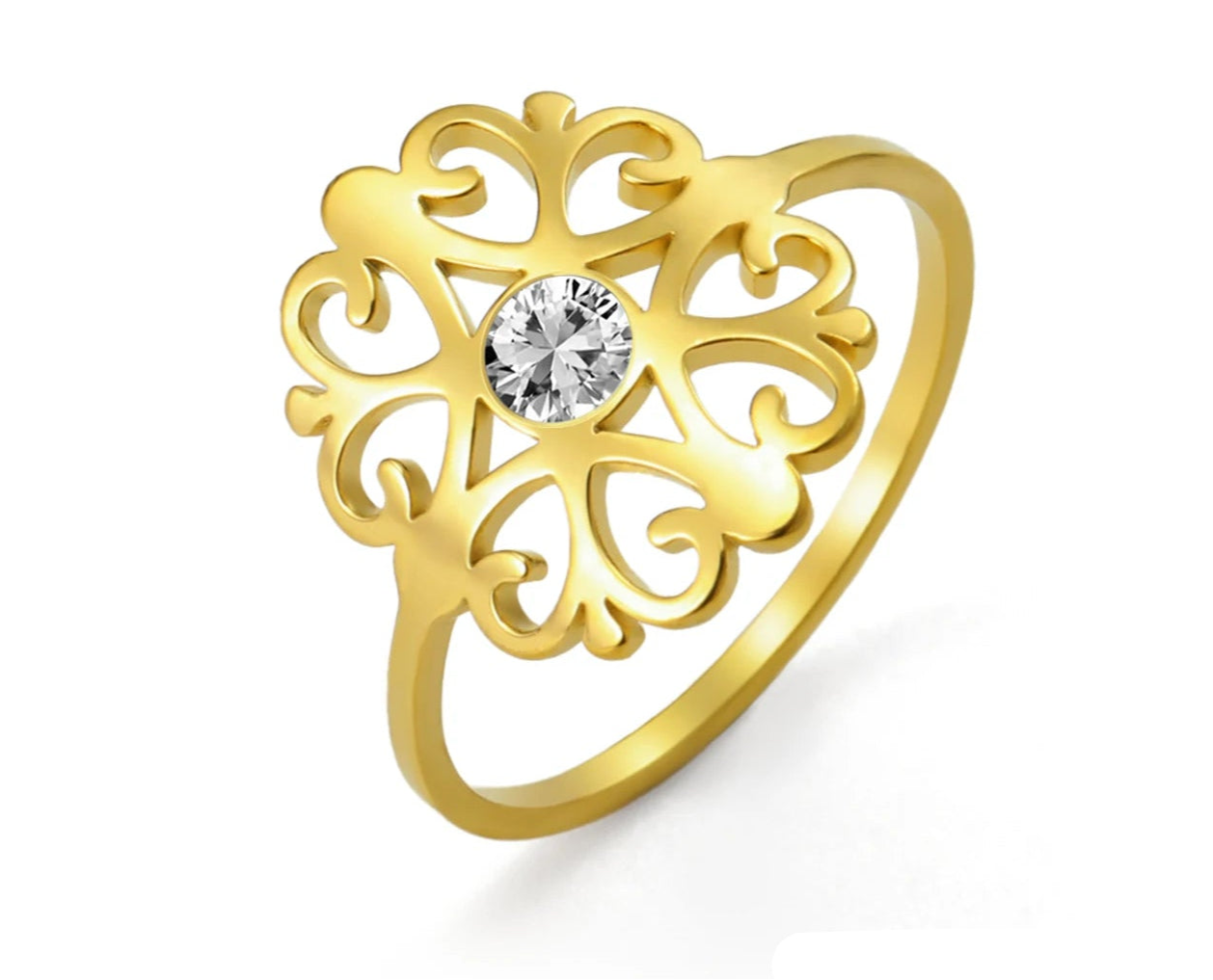 Bague Fleur Acier inoxydable