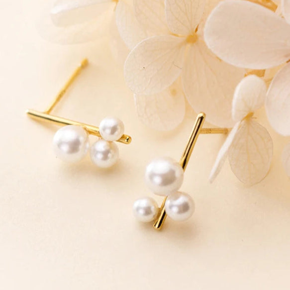 Boucles d'oreilles Argent Trio de Perles