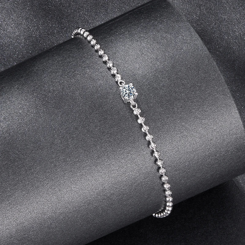 Bracelet Moissanite Perles d'Argent