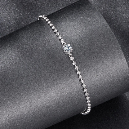 Bracelet Moissanite Perles d'Argent