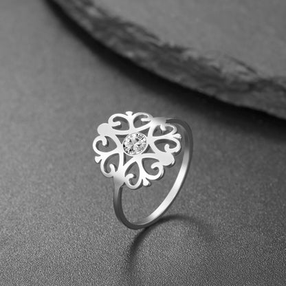 Bague Fleur Acier inoxydable