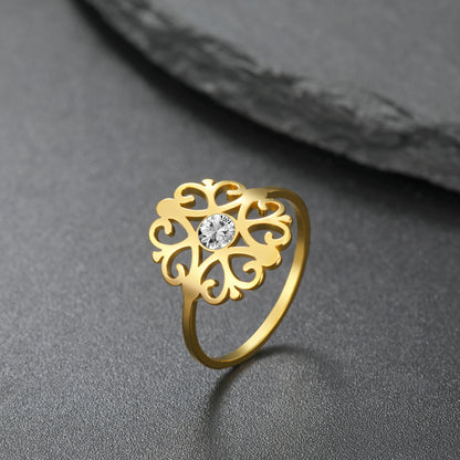 Bague Fleur Acier inoxydable