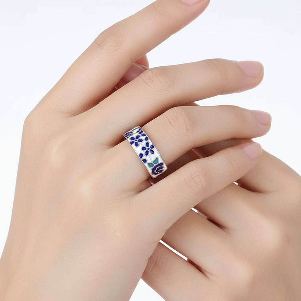Bague Fleurs Bleues