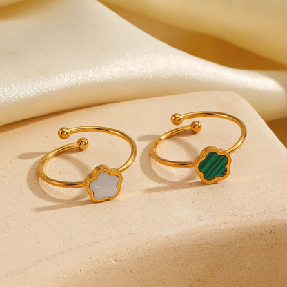 Bague Fleurs Acier Inoxydable