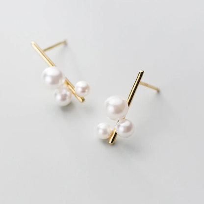 Boucles d'oreilles Argent Trio de Perles