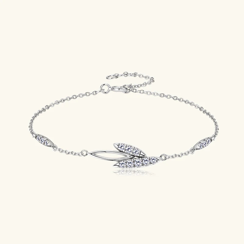 Bracelet Moissanite Feuilles d'éclat