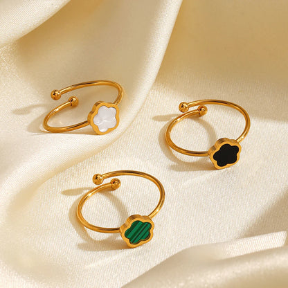 Bague Fleurs Acier Inoxydable