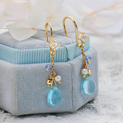 Boucles d'Oreilles Pendantes Topaze