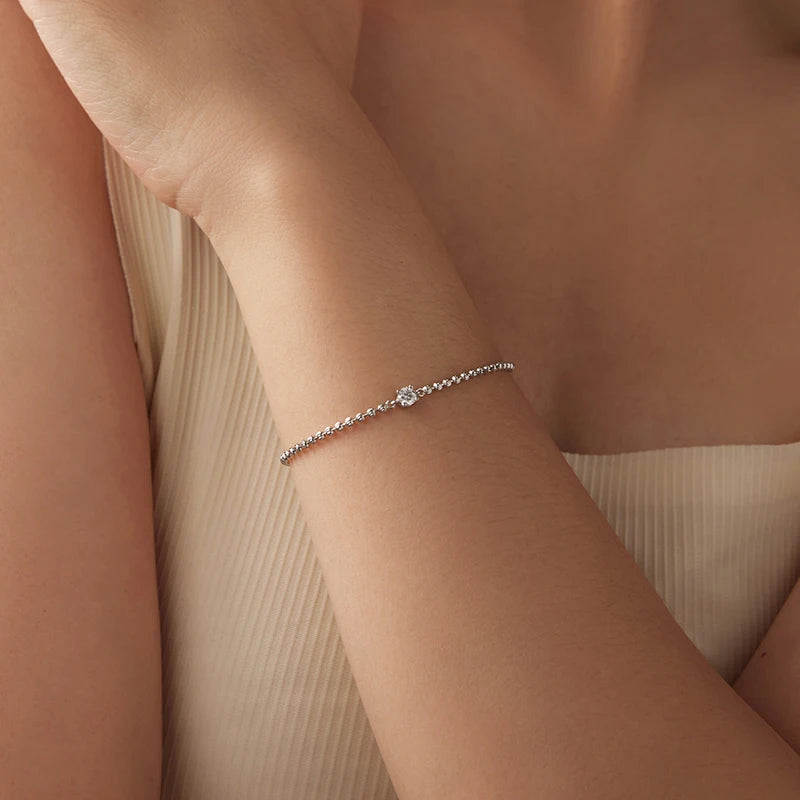 Bracelet Moissanite Perles d'Argent