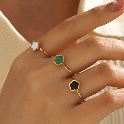 Bague Fleurs Acier Inoxydable