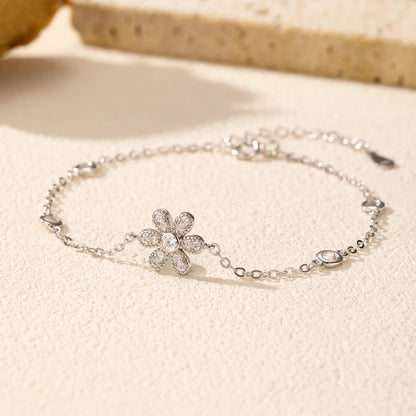 Bracelet Argent Fleur Scintillante