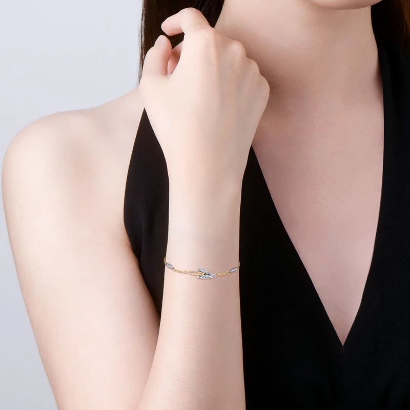 Bracelet Moissanite Feuilles d'éclat