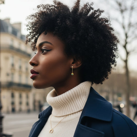 Boucles d'Oreilles Art Déco Emeraude