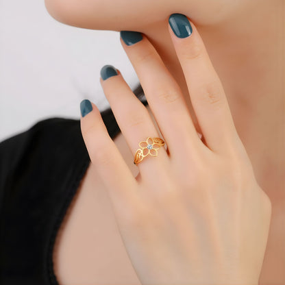 Bague Fleur Acier inoxydable