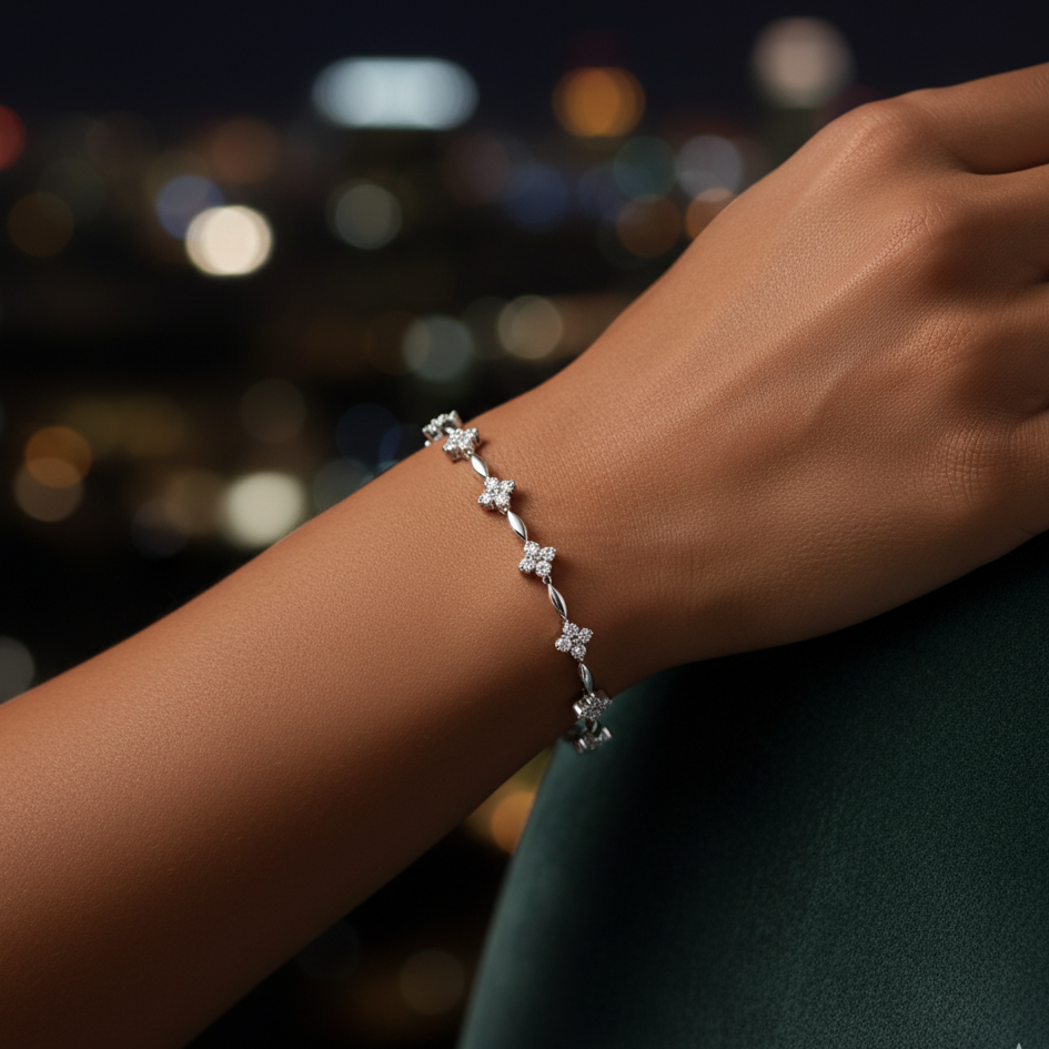 Bracelet Moissanite Fleurs de Minuit