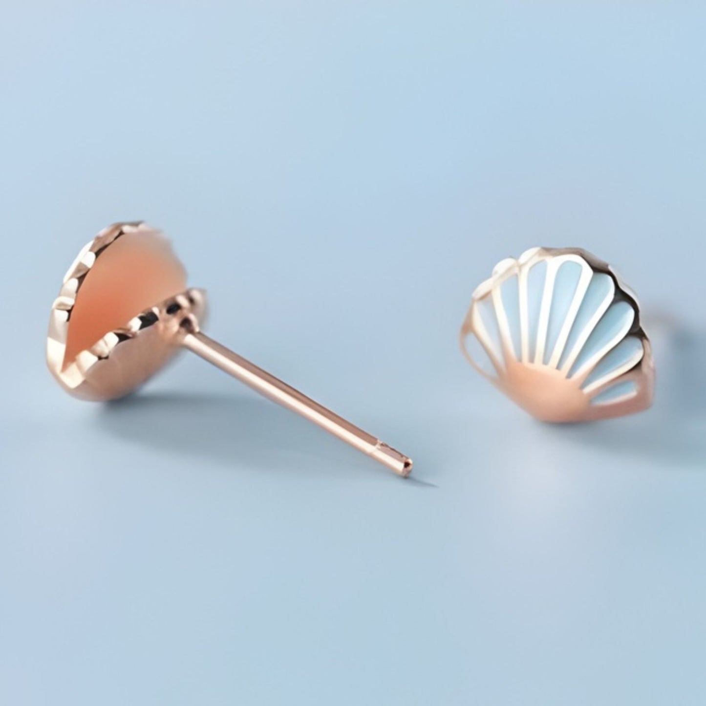 Clous d'oreilles Coquillage Bleu